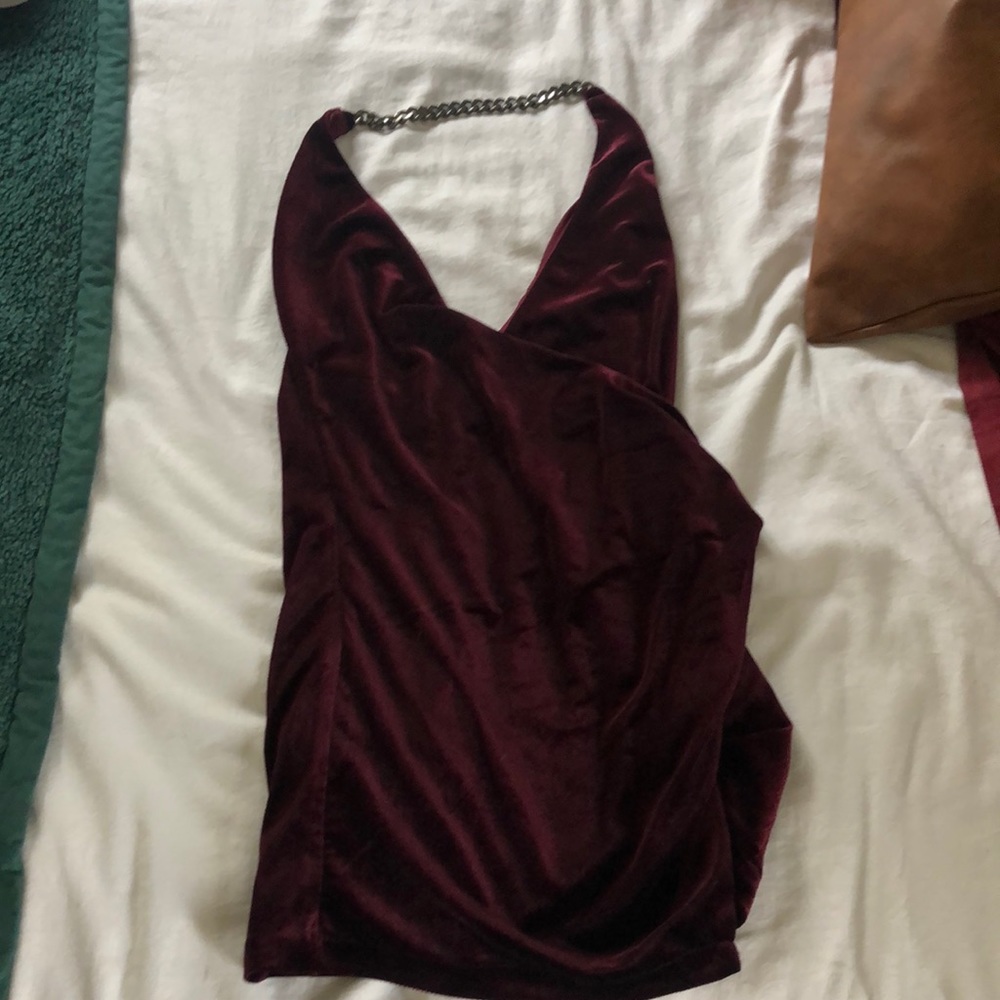 Red velvet mini dress